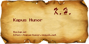Kapus Hunor névjegykártya